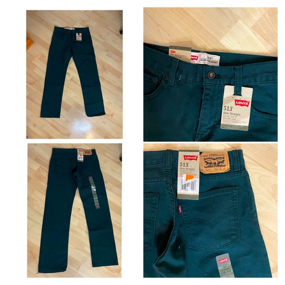 Levi green slim straight corduroy pants. Kids size 16 reg. W= 28, L= 28. - Picture 1 of 1